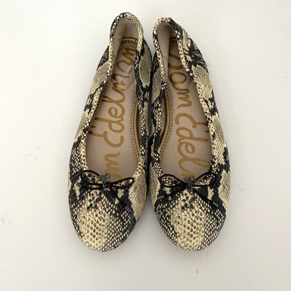 Sam Edelman Felicia Ballet Flat Python Snake Print Leather Bow Round Toe… - Picture 3 of 7